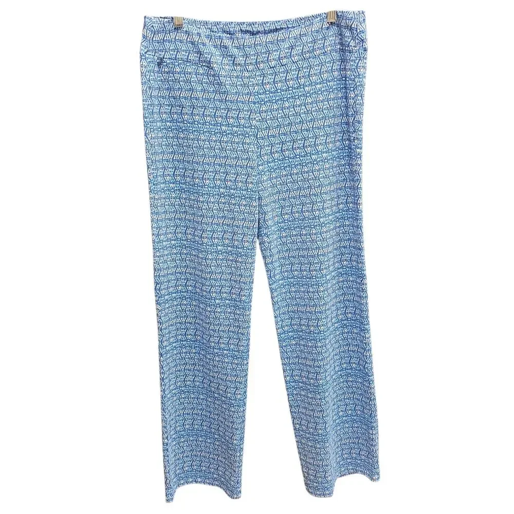 J. McLaughlin Carmel Marigot Flare Pants NWT Dark Blue/Blue/White Size L